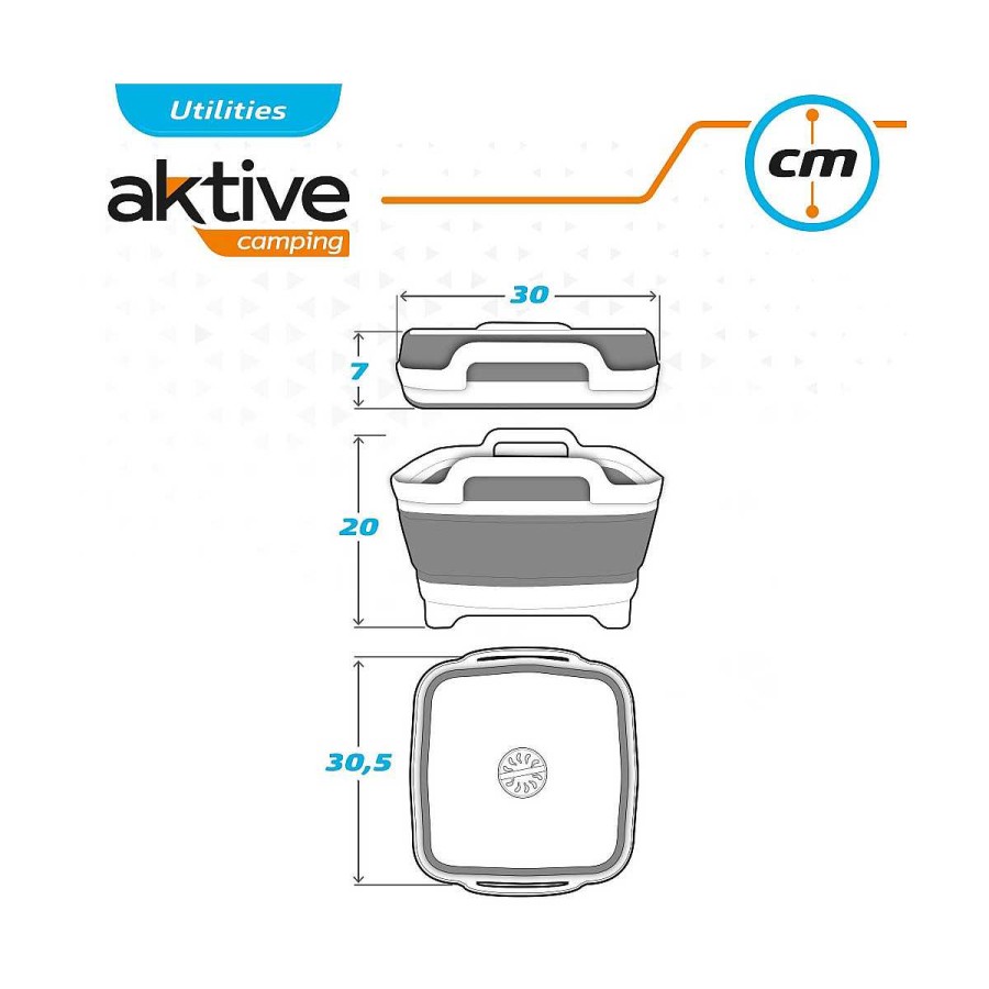 Camping Alijuguetes Camping Y Playa | Fregadero Plegable 8,5 L 30,5X30X20 Cm Aktive